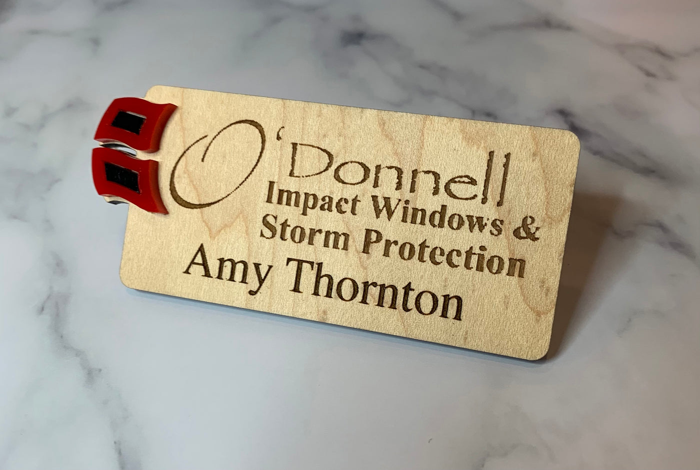 Custom Wood Acrylic Name Tag